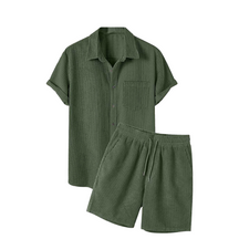 Conjunto Milano Raffinato | Camisa + Shorts de Veludo Verde